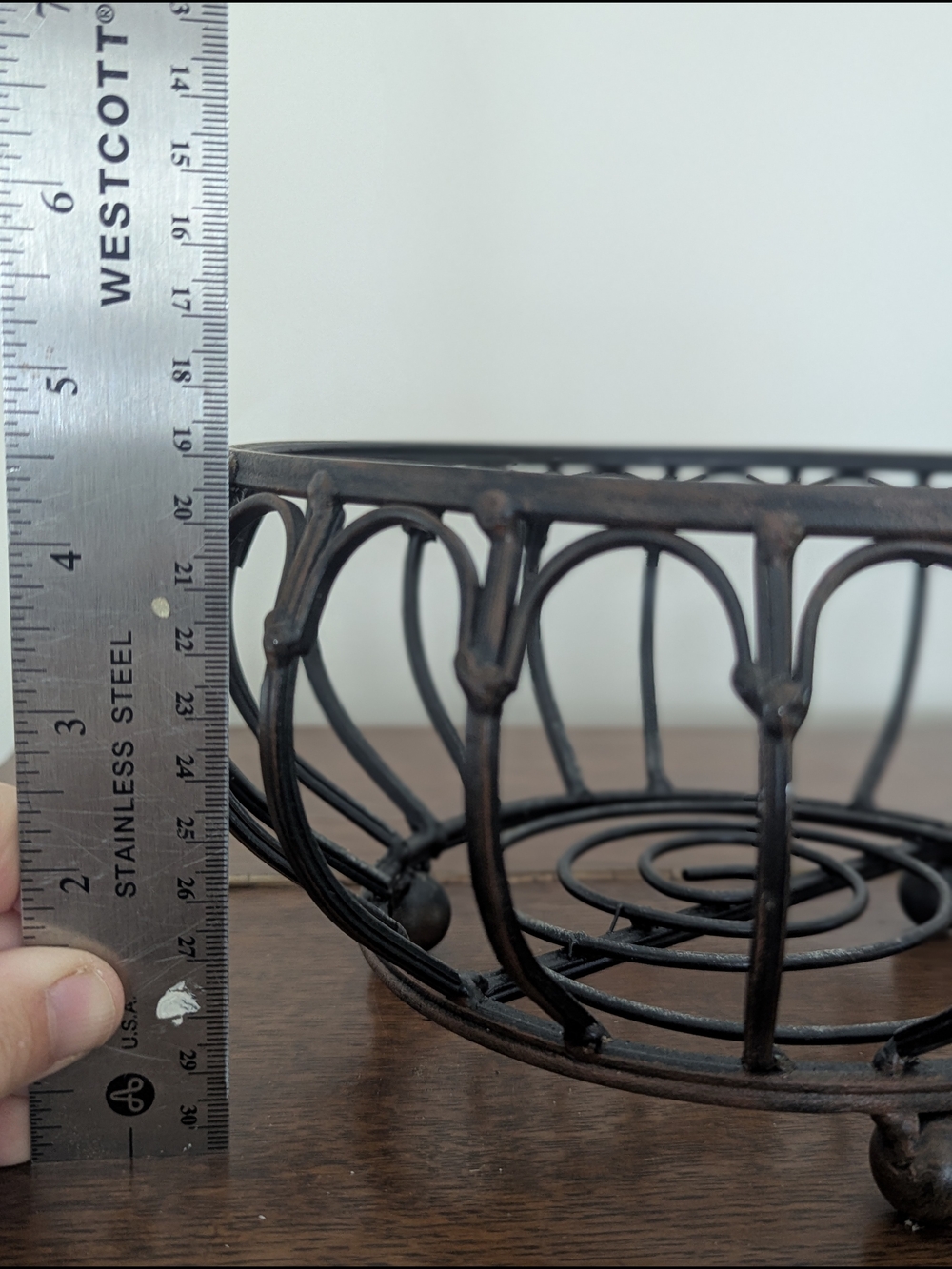 Wrought Iron Footed Basket Scroll Detail 9" - Picture 7 of 7